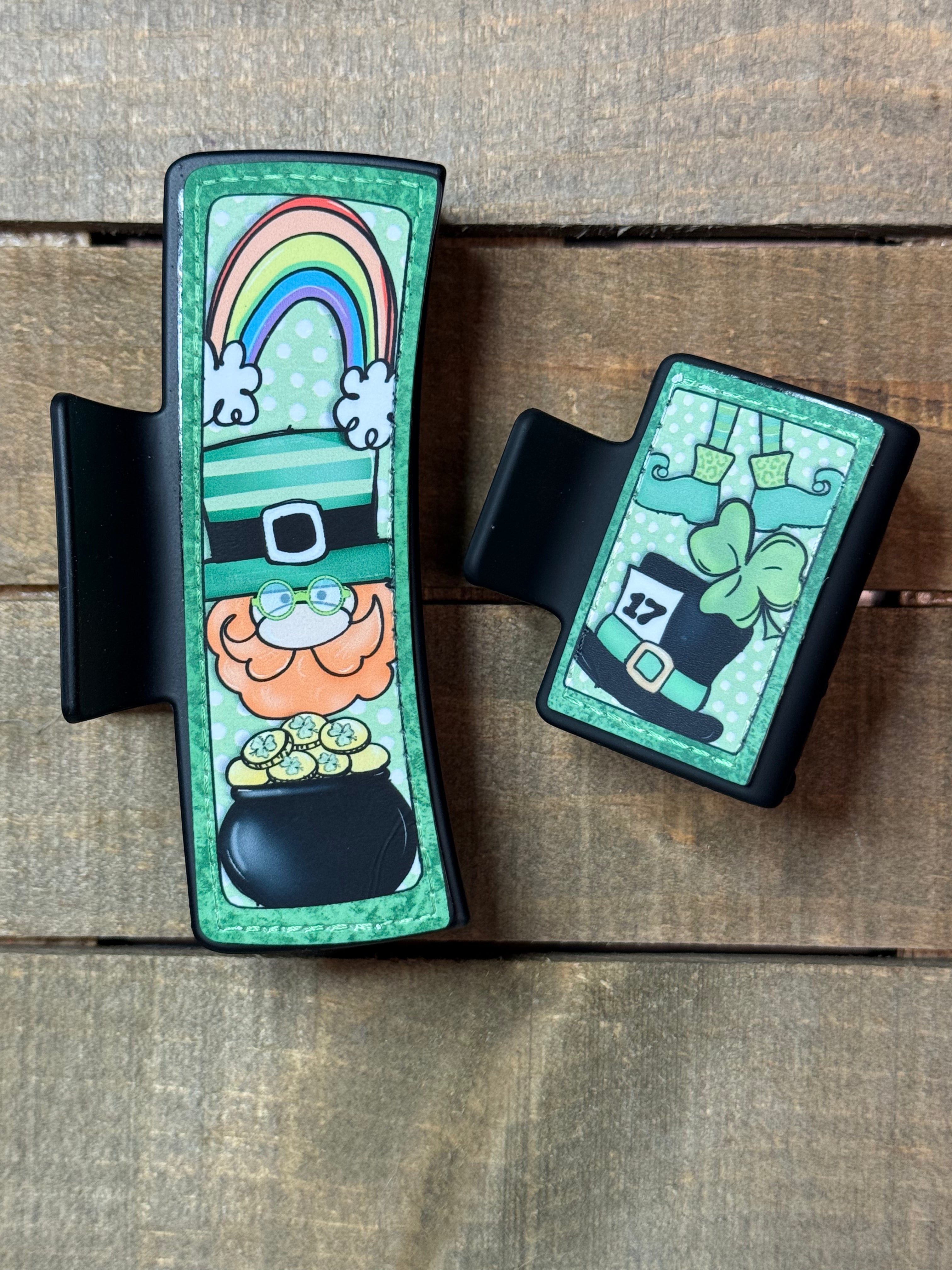 🍀 Leprechaun Rainbow & Pot of Gold Hair Claw Clip — St. Patrick’s Day Accessory
