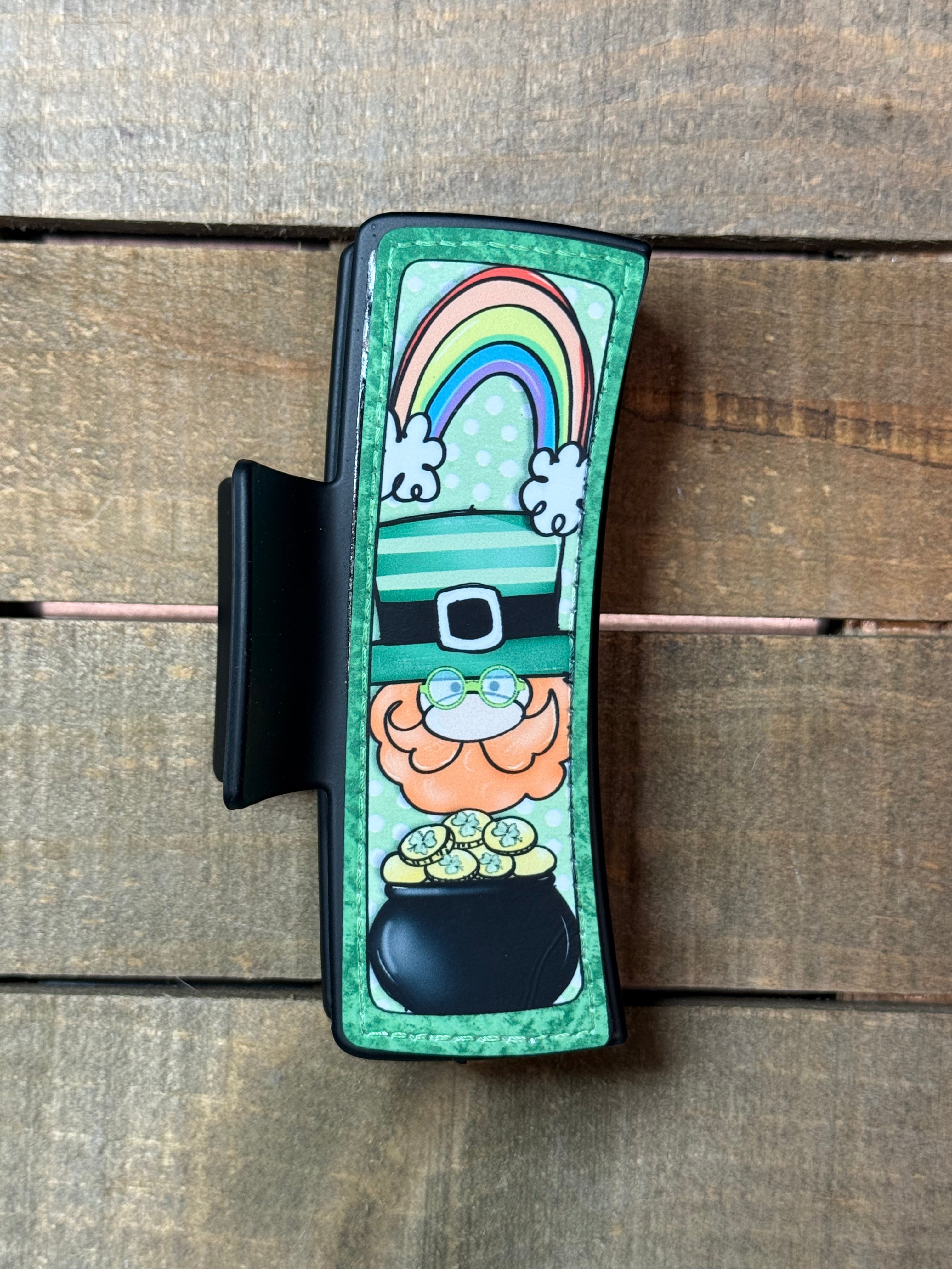 🍀 Leprechaun Rainbow & Pot of Gold Hair Claw Clip — St. Patrick’s Day Accessory