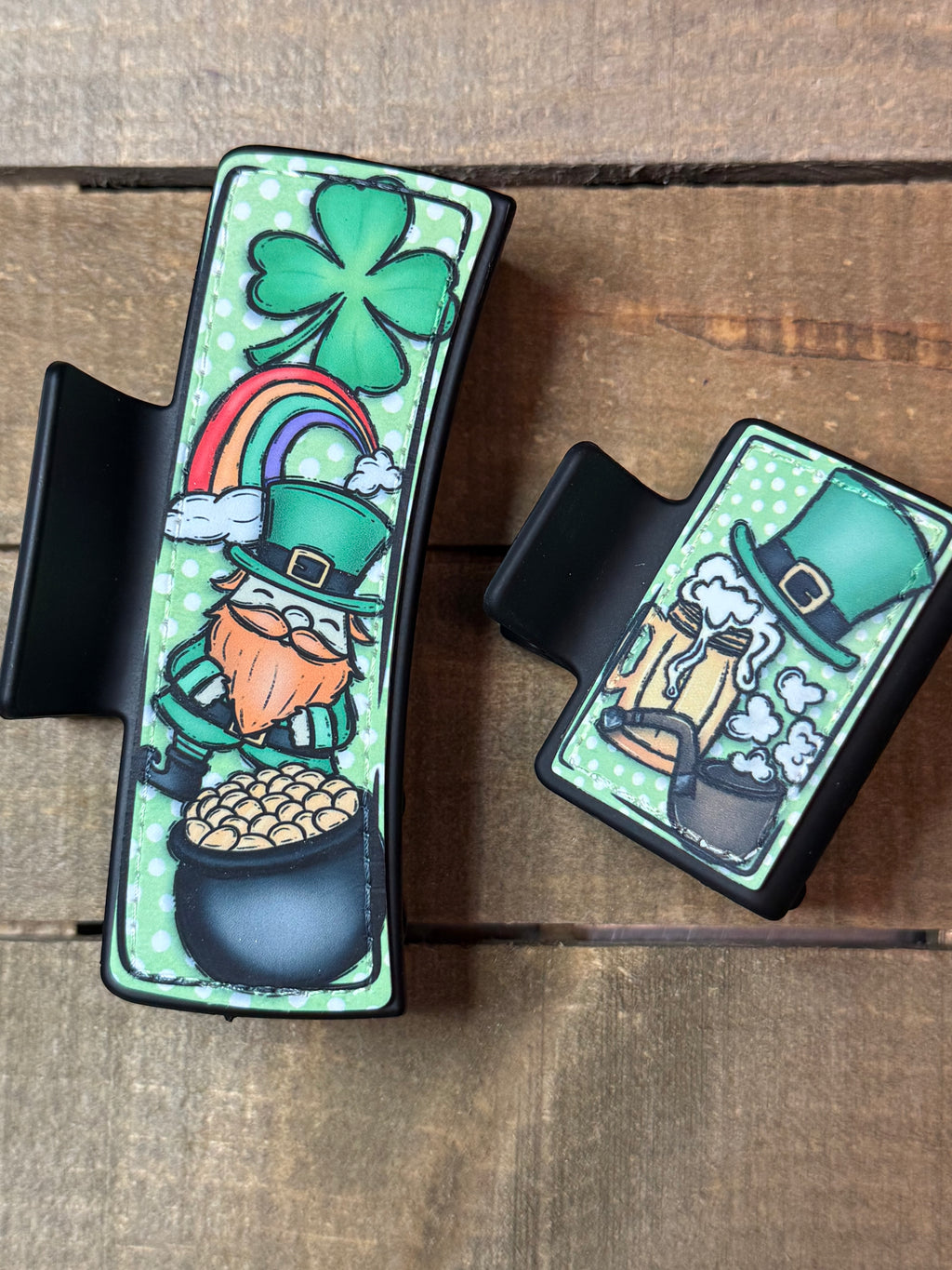 St. Patrick’s Day Hair Claw Clip – Festive Lucky Shamrock Design