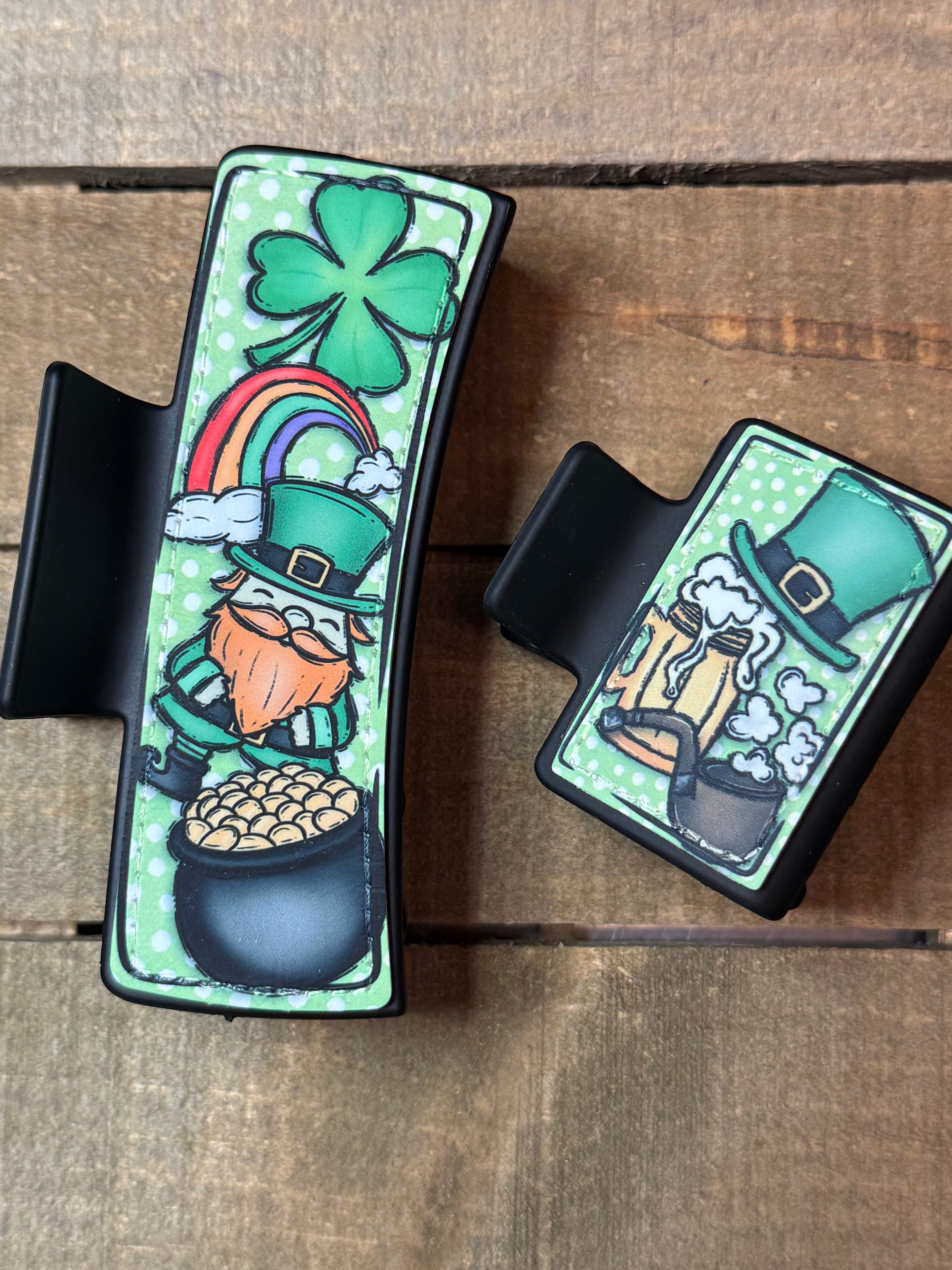St. Patrick’s Day Hair Claw Clip – Festive Lucky Shamrock Design