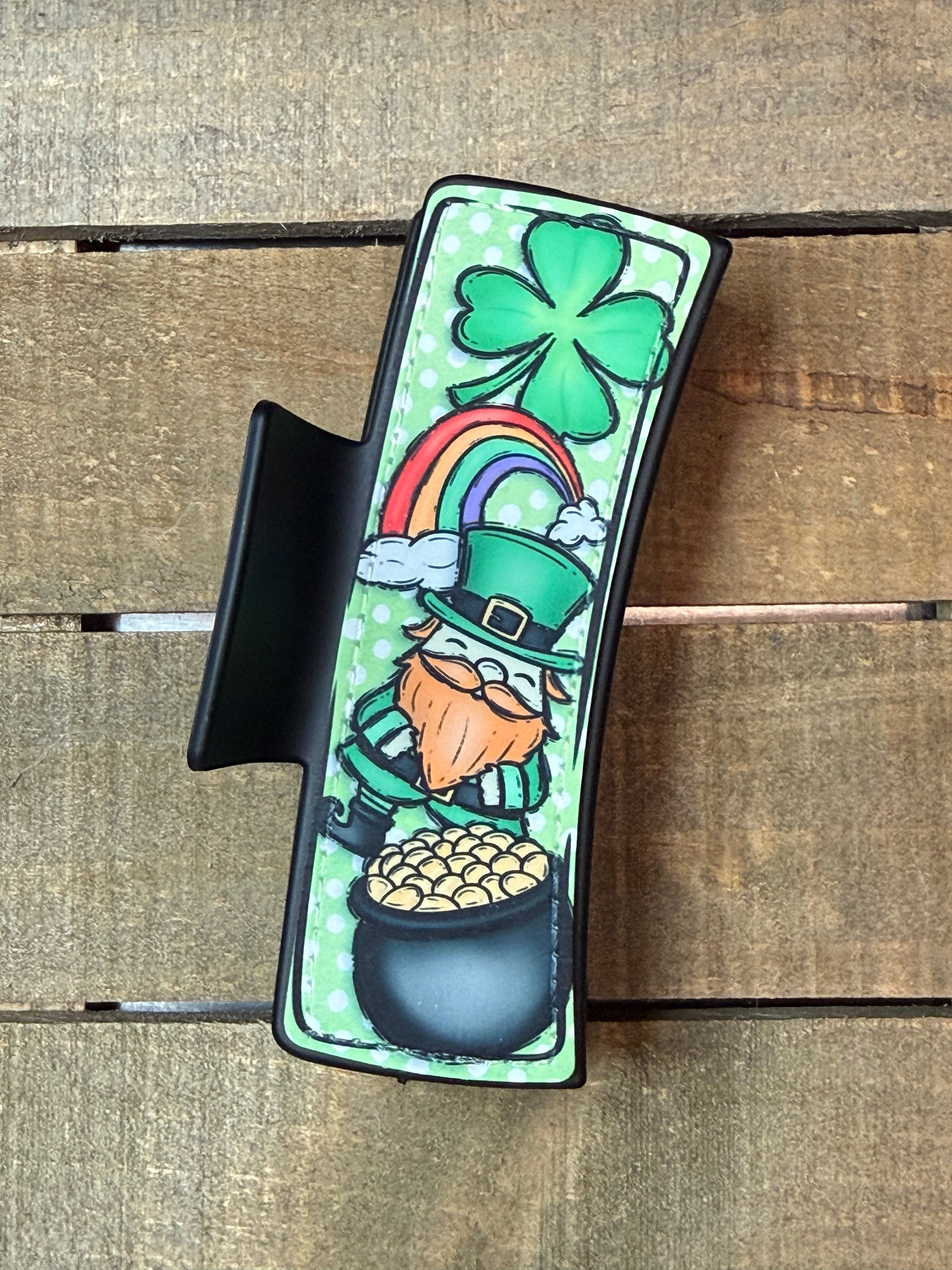 St. Patrick’s Day Hair Claw Clip – Festive Lucky Shamrock Design