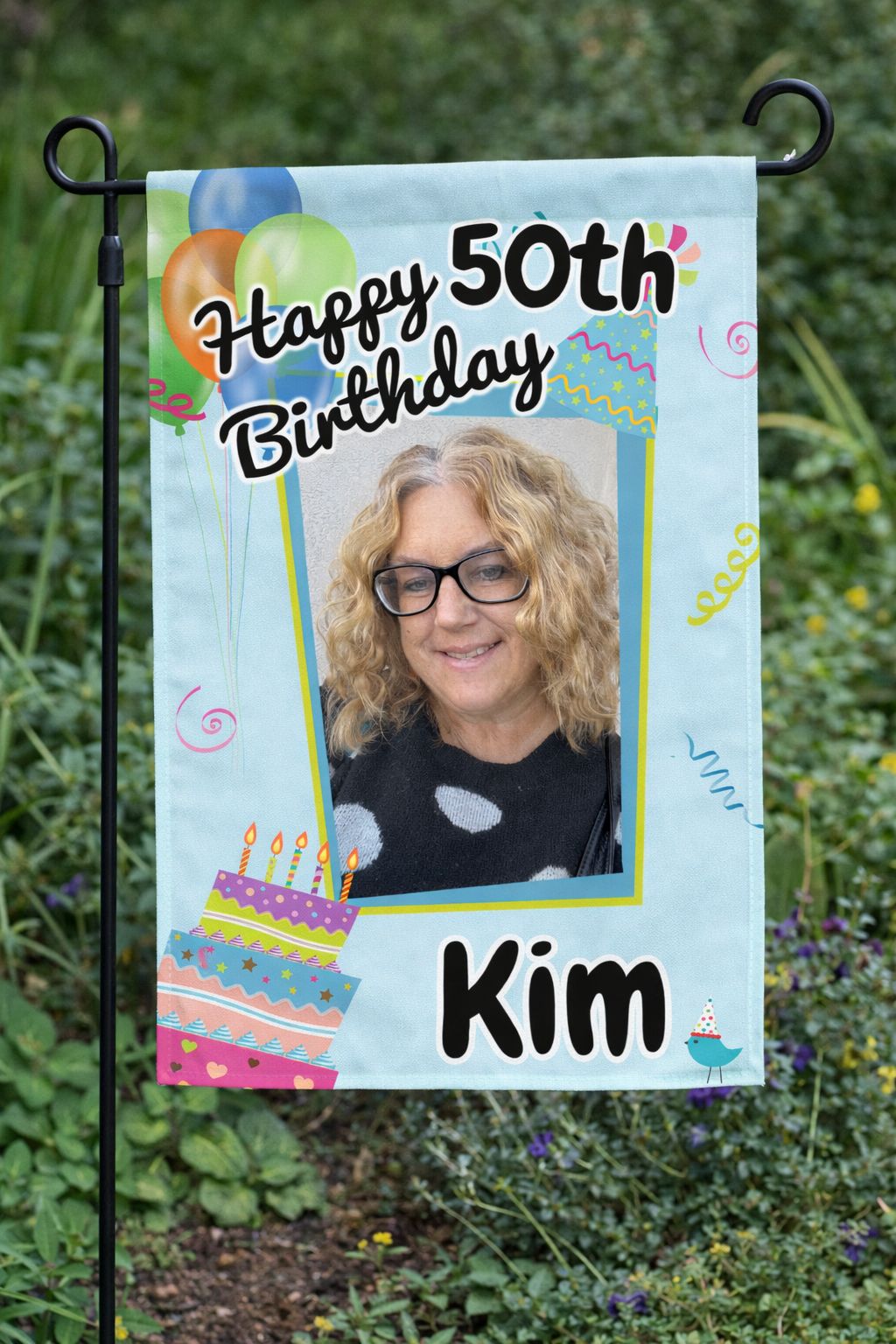 Custom Birthday Garden Flag – Add Photo, Name & Age