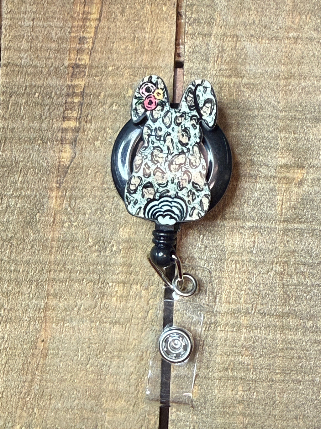 Leopard Bunny Badge Reel – Retractable ID Holder