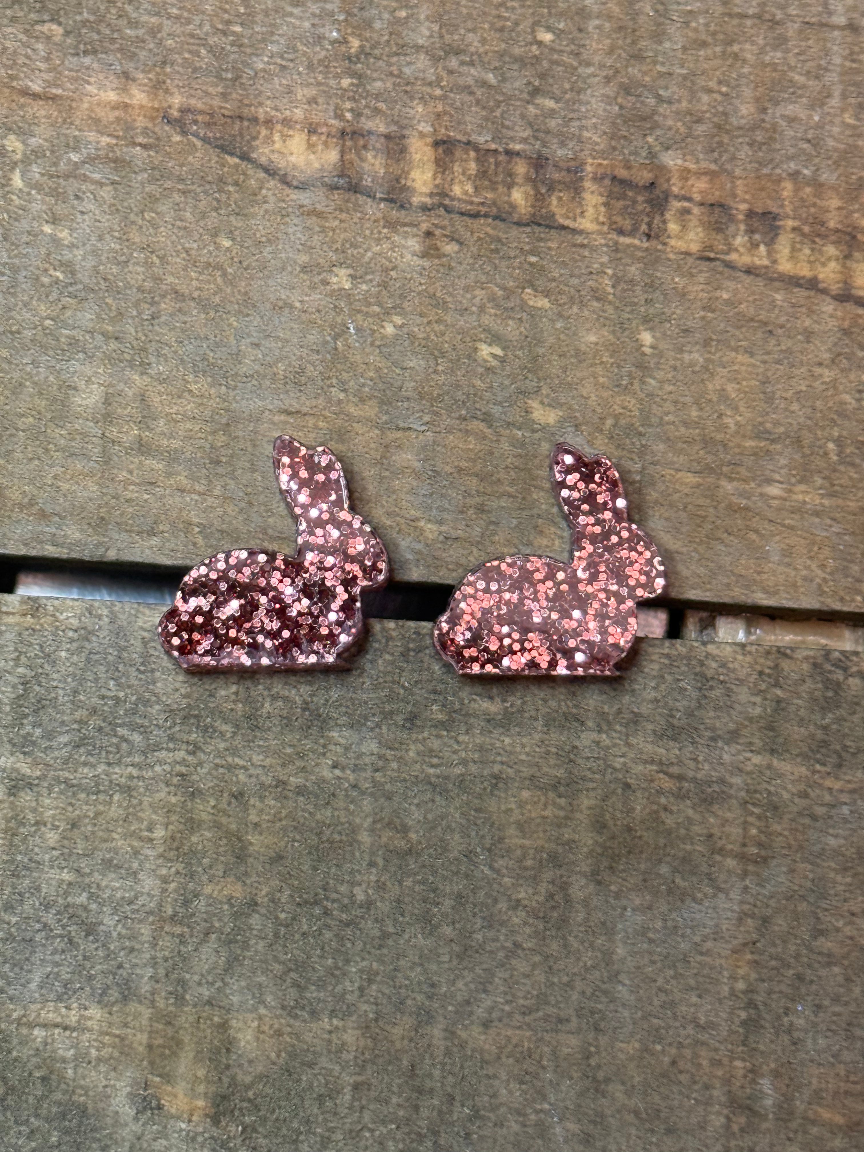 Easter Bunny Acrylic Stud Earrings – Cute Spring Bunny Earrings – Easter Basket Gift – Lightweight Holiday Jewelry