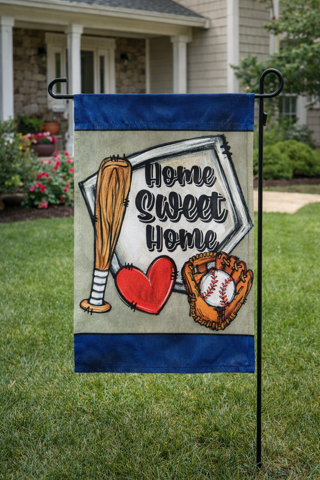 Home Sweet Home Baseball Garden Flag | Baseball Lover Yard Decor | Sports Outdoor Flag | Front Porch Decoration