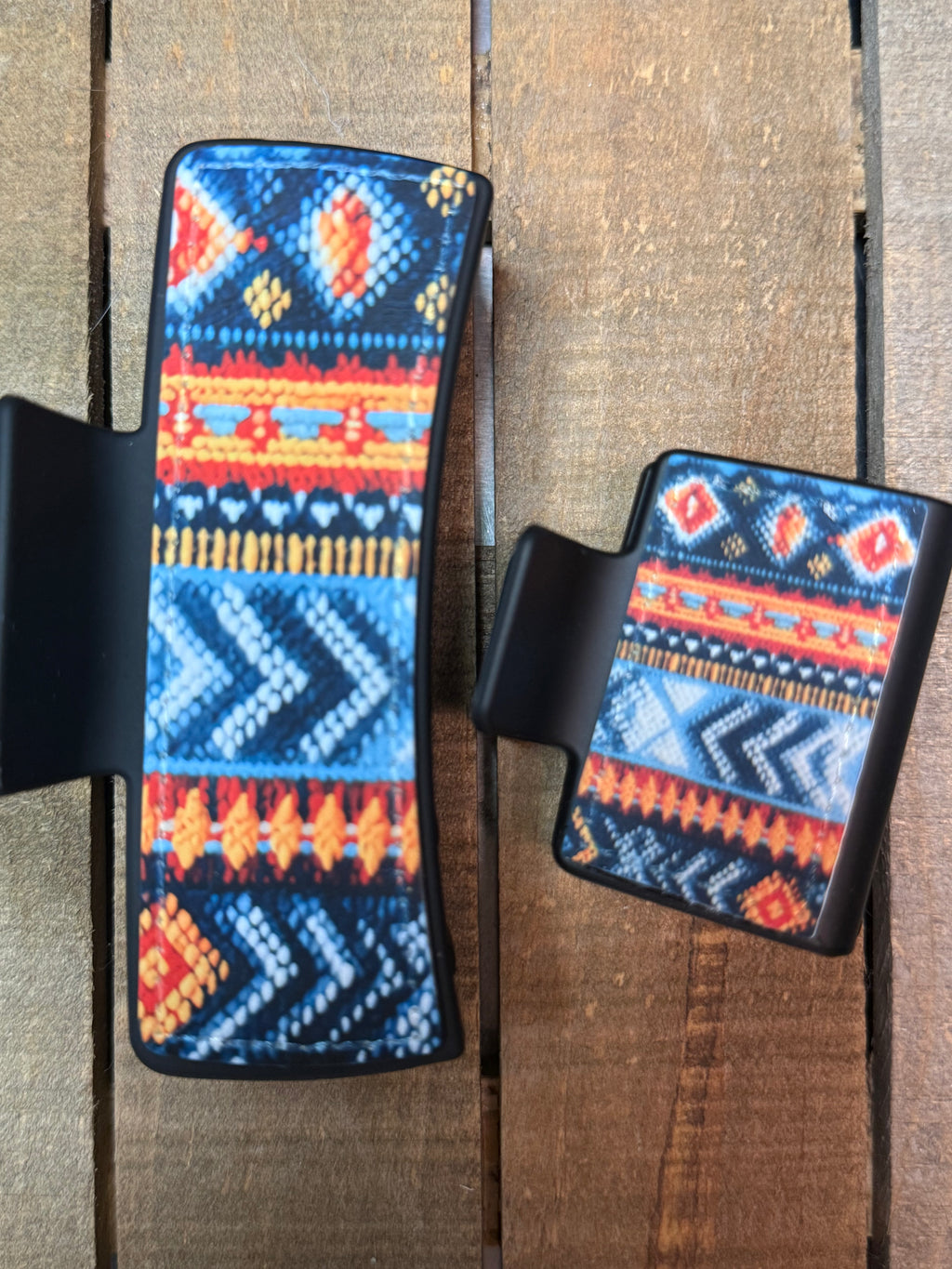 Aztec Pattern Hair Claw Clip | Southwestern Boho Hair Clip | Strong Hold Claw Clip