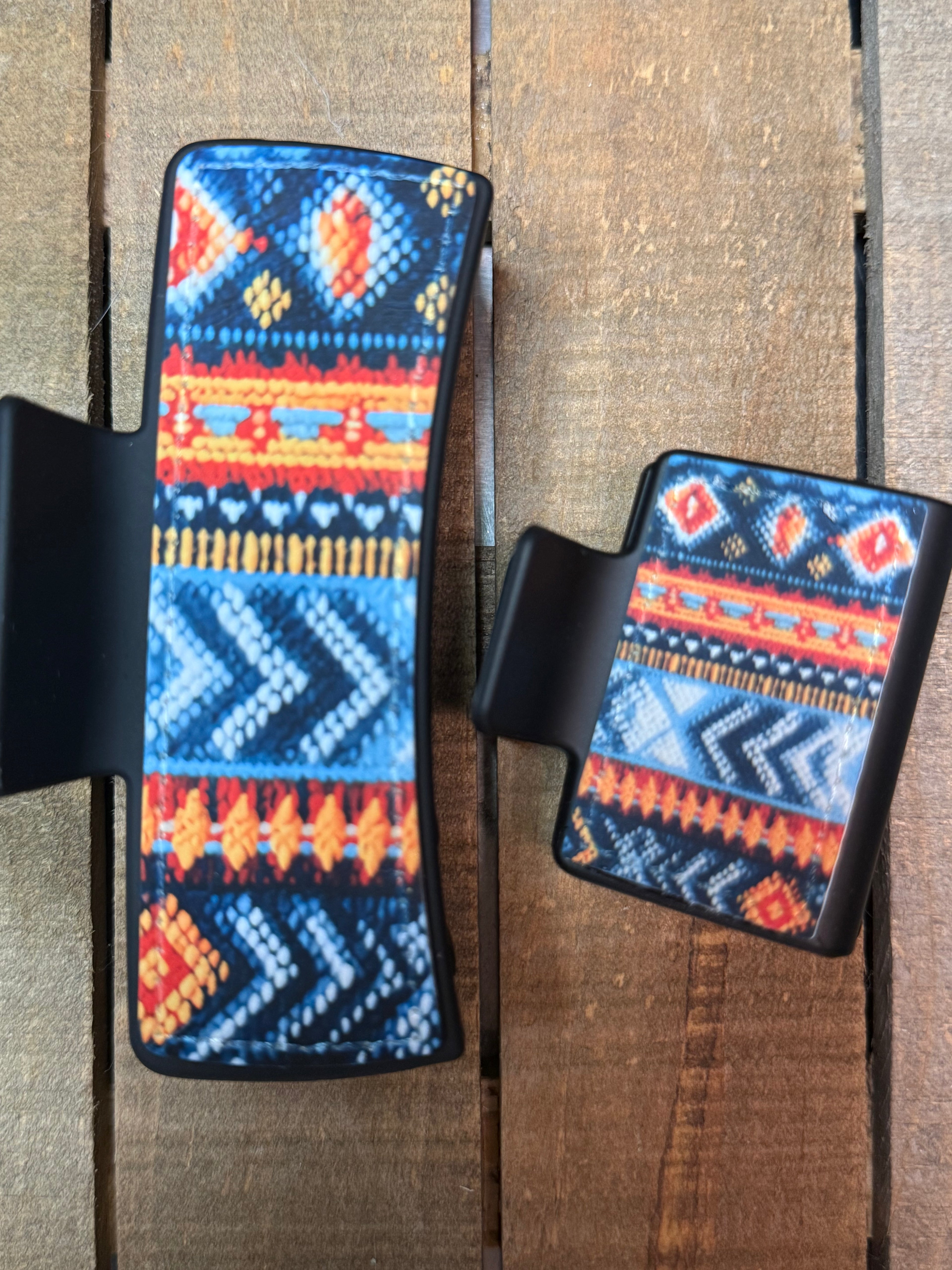 Aztec Pattern Hair Claw Clip | Southwestern Boho Hair Clip | Strong Hold Claw Clip