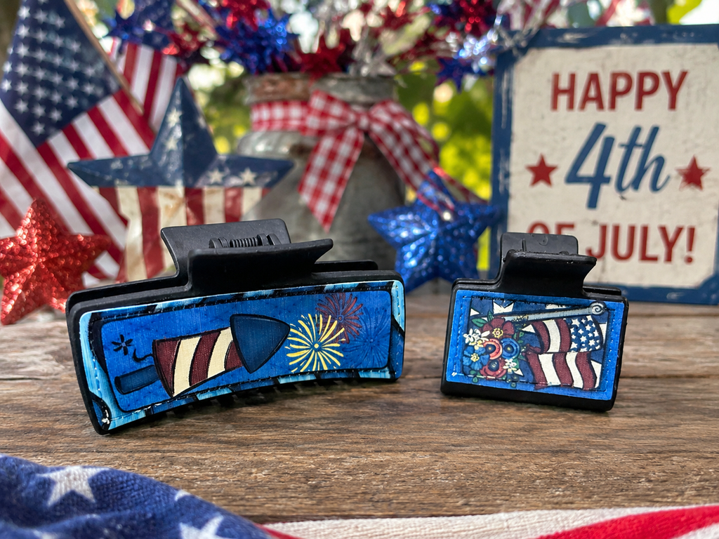 Patriotic Hair Claw Clip Set – 4th of July Hair Accessories