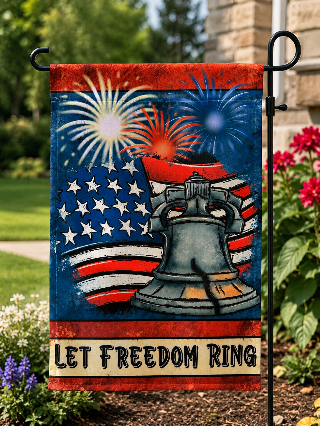 Let Freedom Ring Patriotic Garden Flag