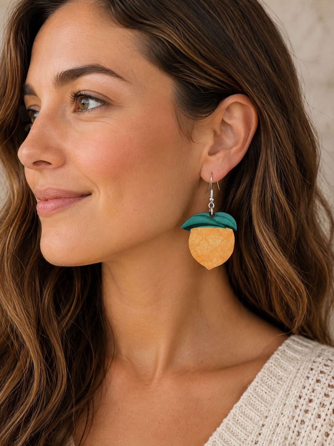 Lemon Wood Dangle Earrings