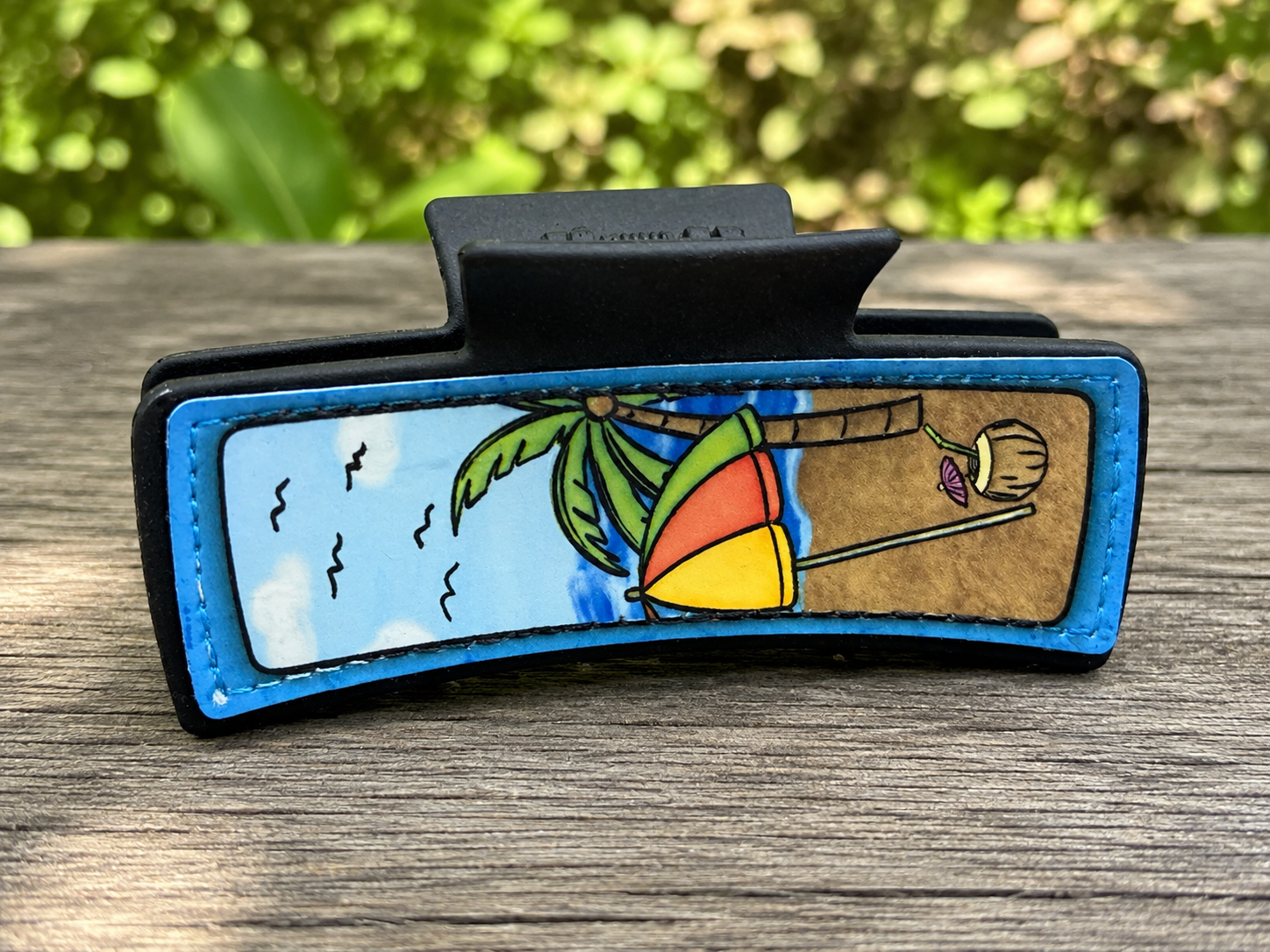 Beach Hair Claw Clip – Summer Faux Leather Hair Clips | Palm Tree & No Crabby Attitudes | Large & Small Clips