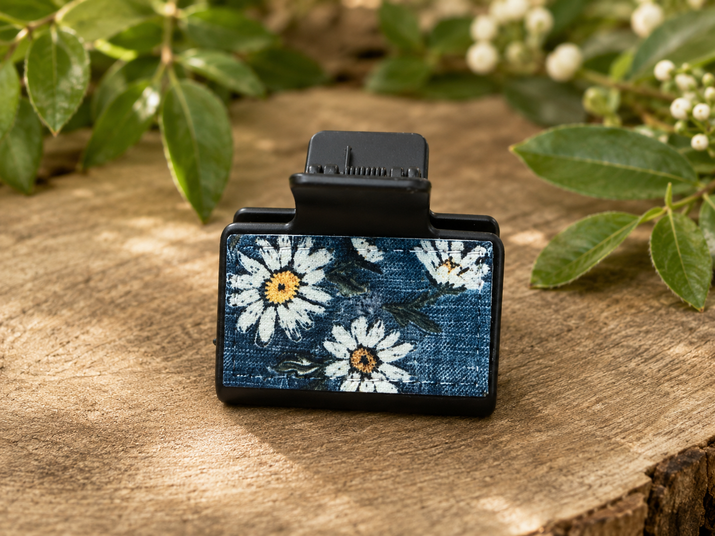 Denim Daisy Hair Claw Clip – Available in Large or Small