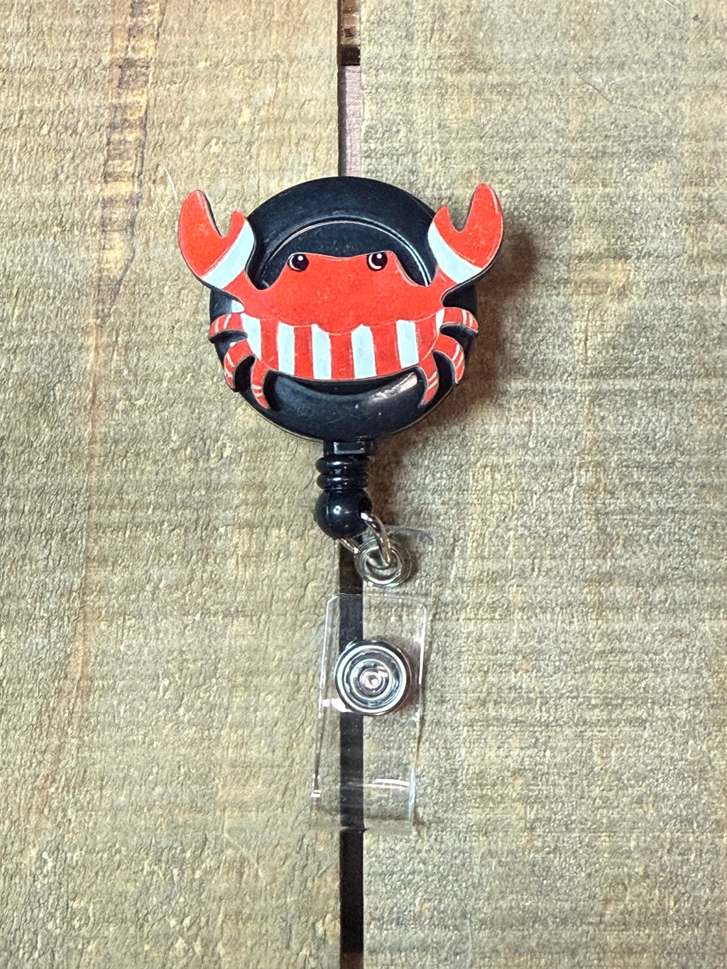 Red & White Crab Badge Reel – Retractable ID Holder