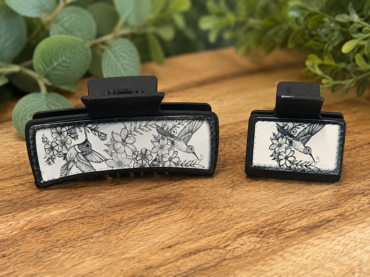Hummingbird & Floral Hair Claw Clip | Large or Small
