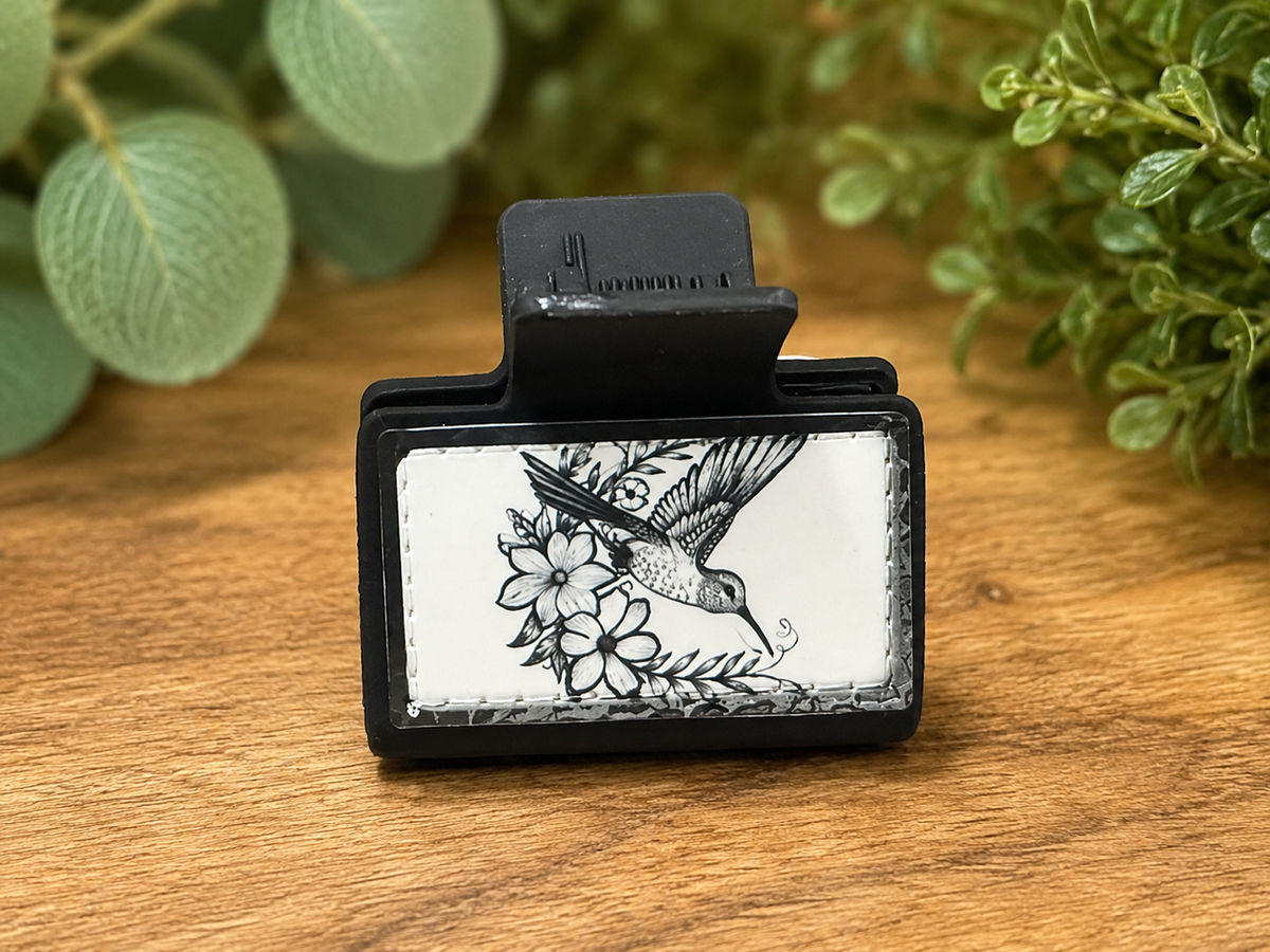 Hummingbird & Floral Hair Claw Clip | Large or Small