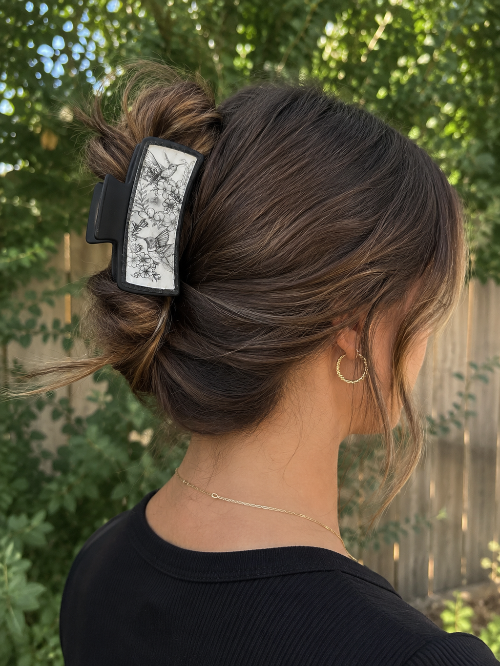 Hummingbird & Floral Hair Claw Clip | Large or Small