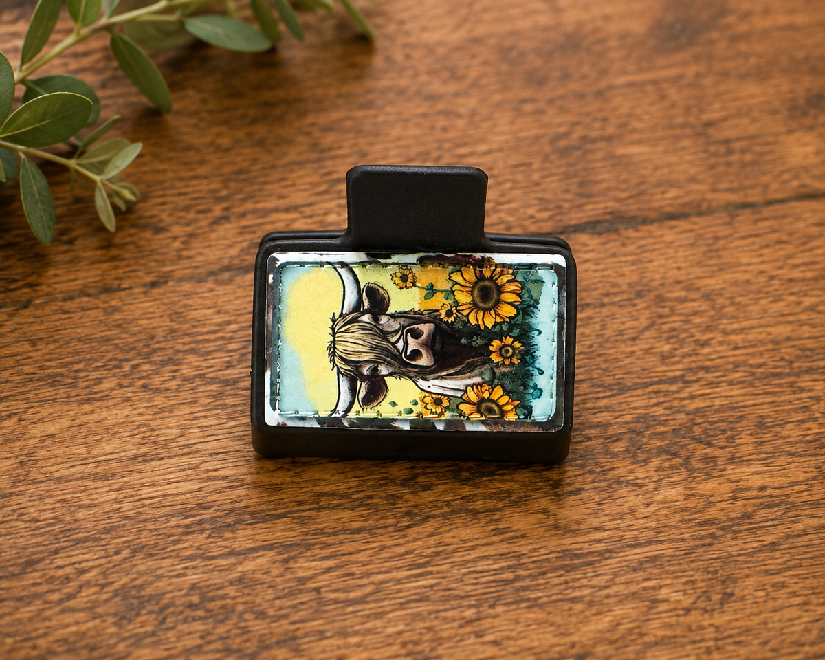 Highland Cow & Sunflower Hair Claw Clips