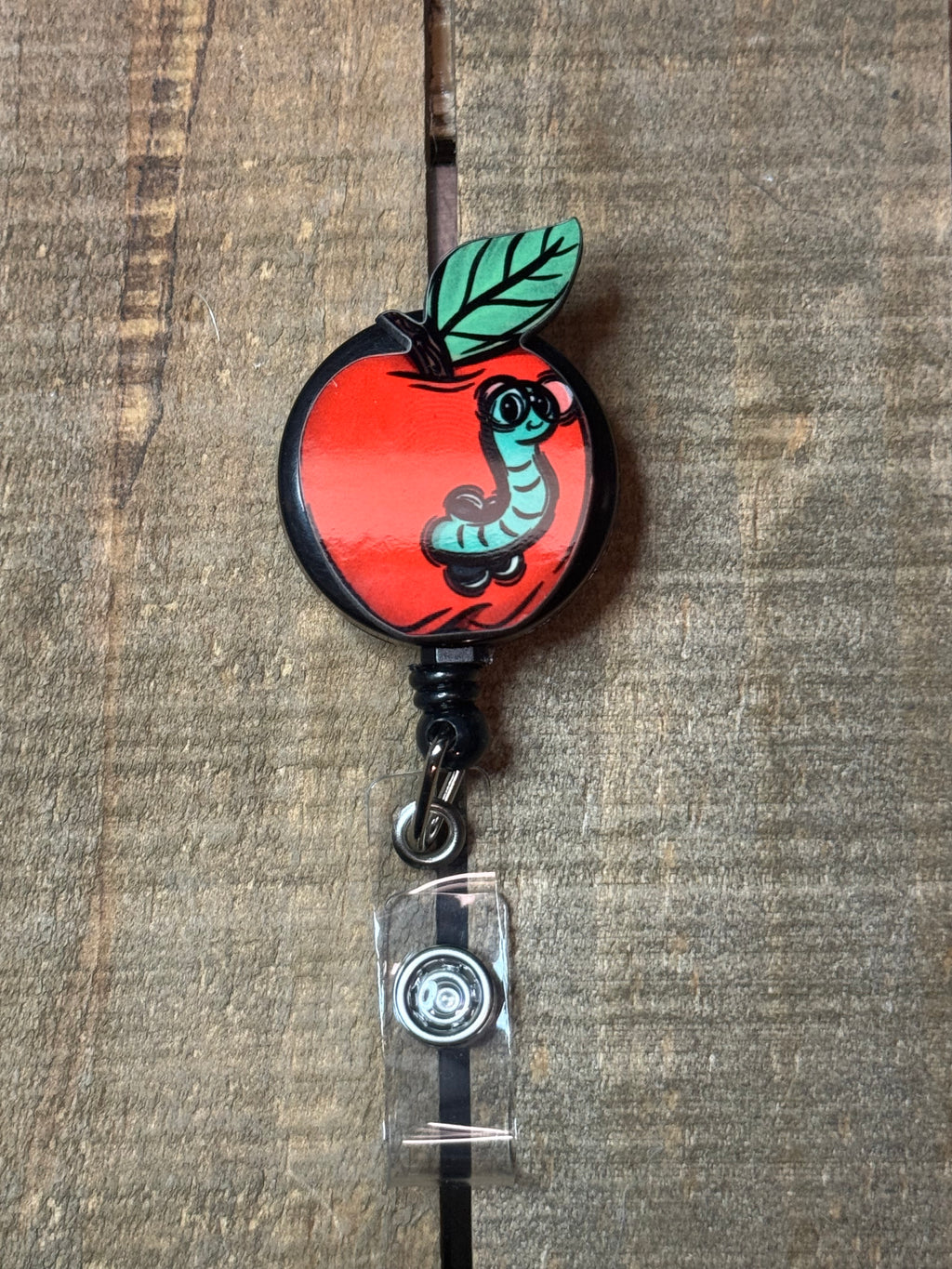 Apple Worm Badge Reel – Teacher Badge Holder