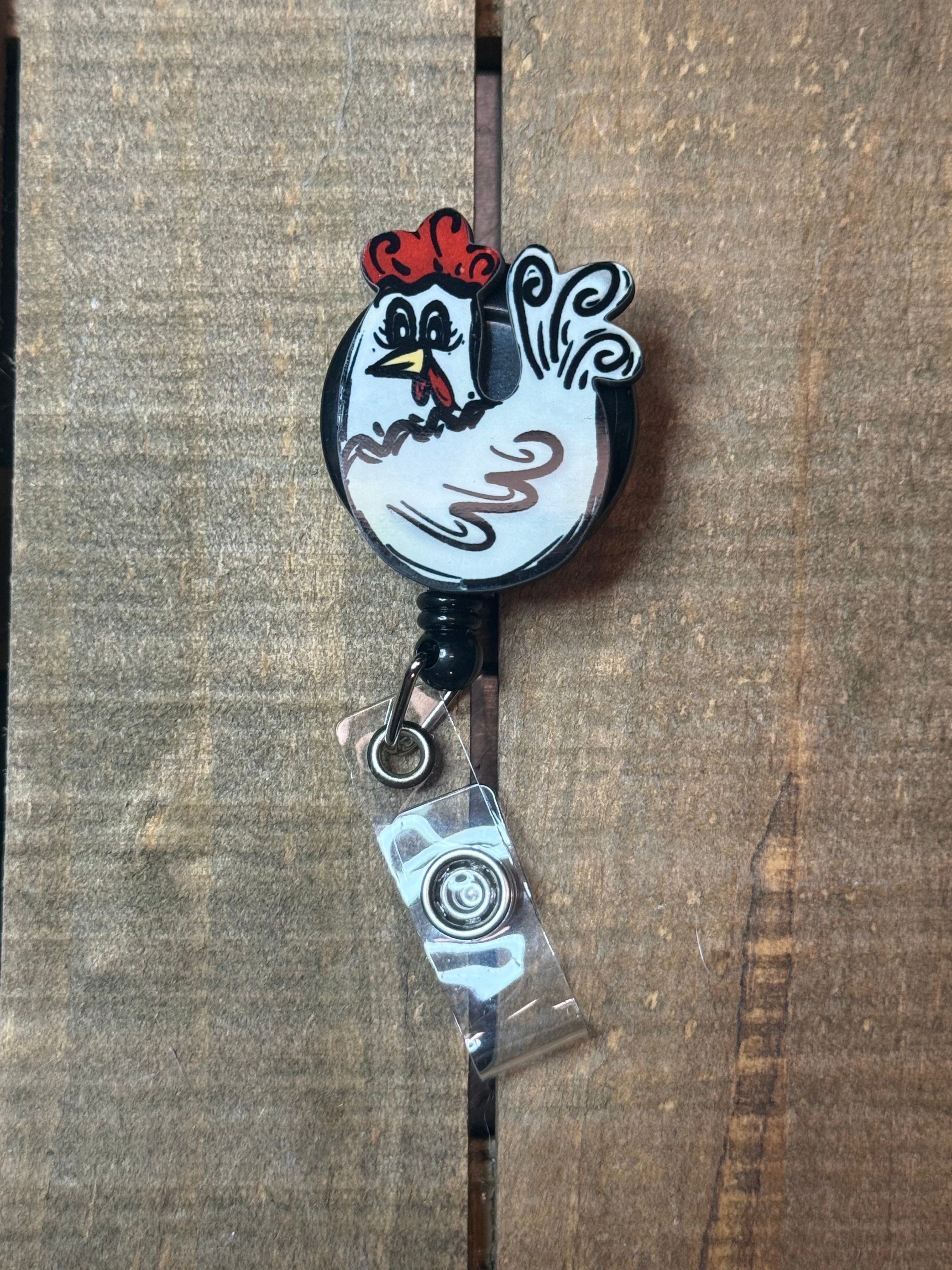 Chicken Badge Reel – Farmhouse ID Badge Holder