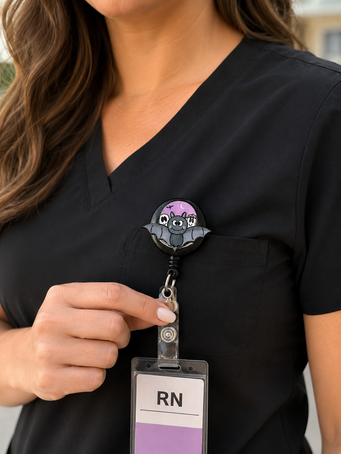 Spooky Bat Halloween Badge Reel