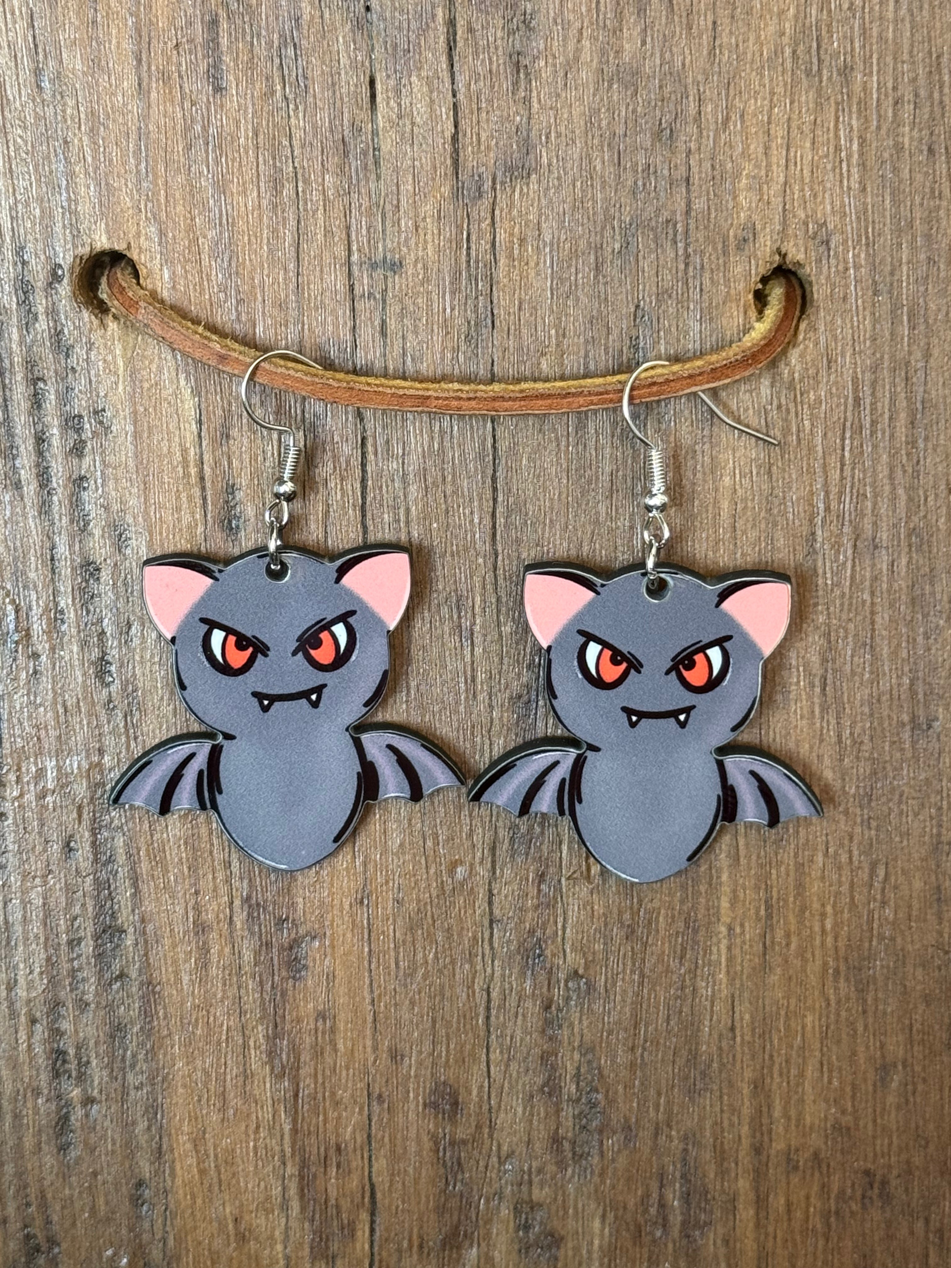 Vampire Bat Cat Halloween Earrings