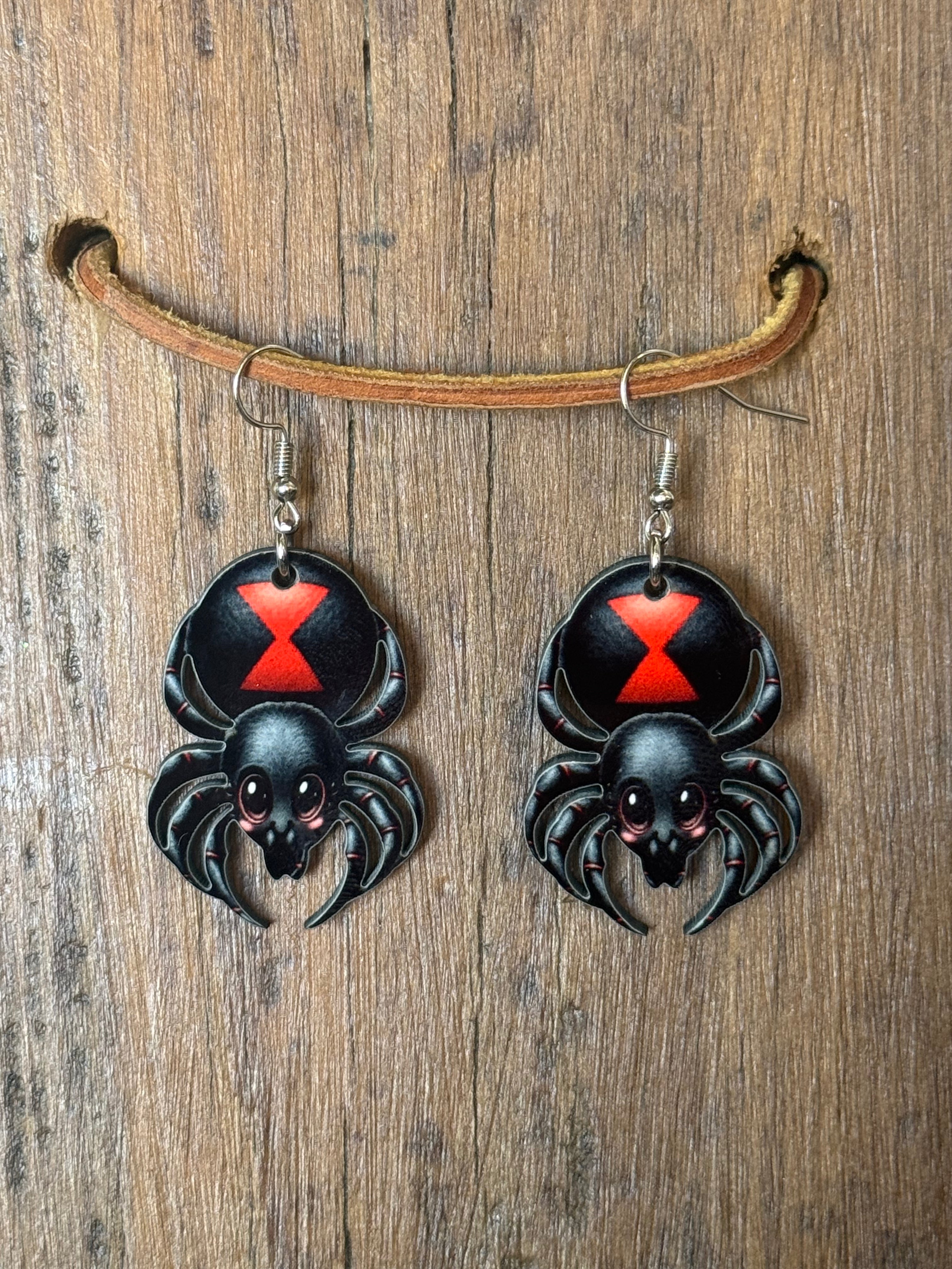 Black Widow Spider Halloween Earrings | Spooky Jewelry